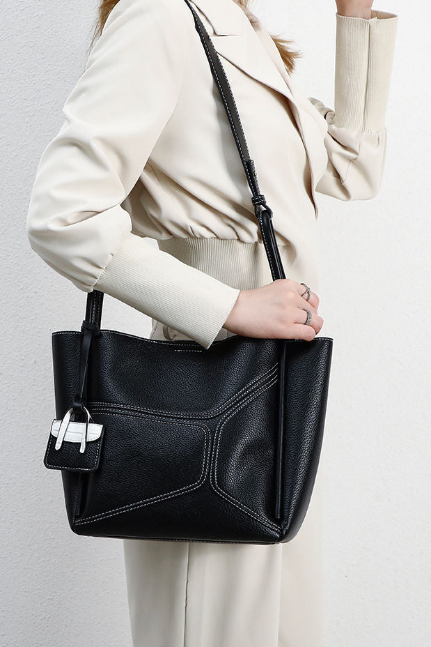 Simple Office Spliced Large-Capacity Tote Bag