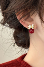 Elegant Bow Pearl Earrings