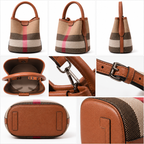 Casual Vintage Plaid Spliced Bucket Bag