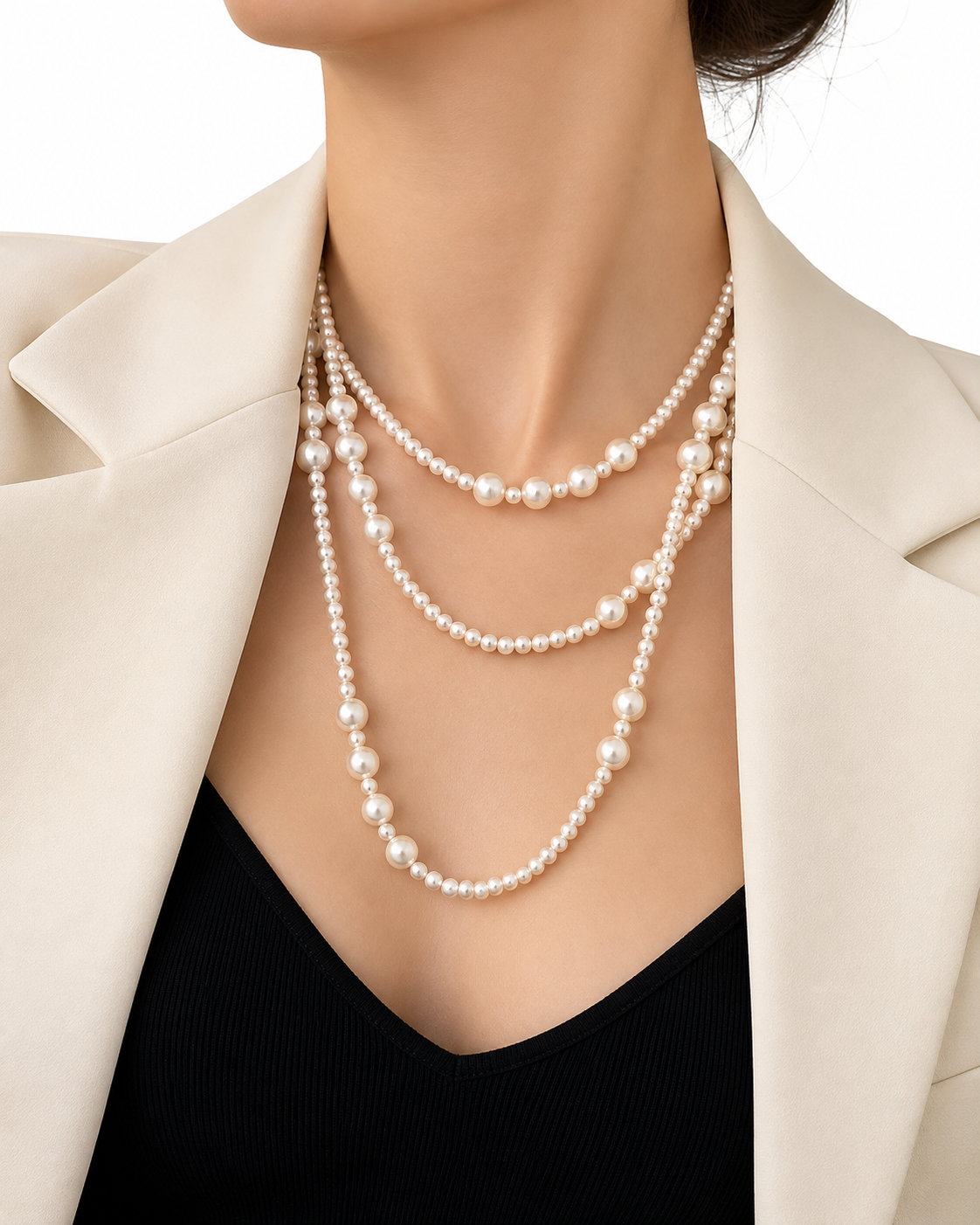 Elegant Three-Layer Pearl Necklace