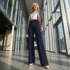 Pantalón de cintura alta con diseño refinado