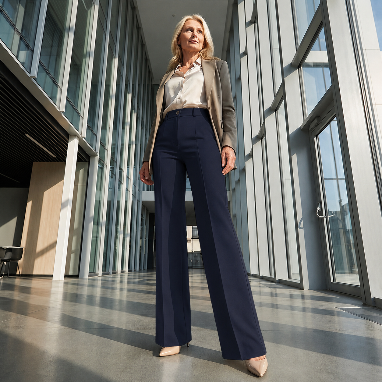 Pantalón de cintura alta con diseño refinado