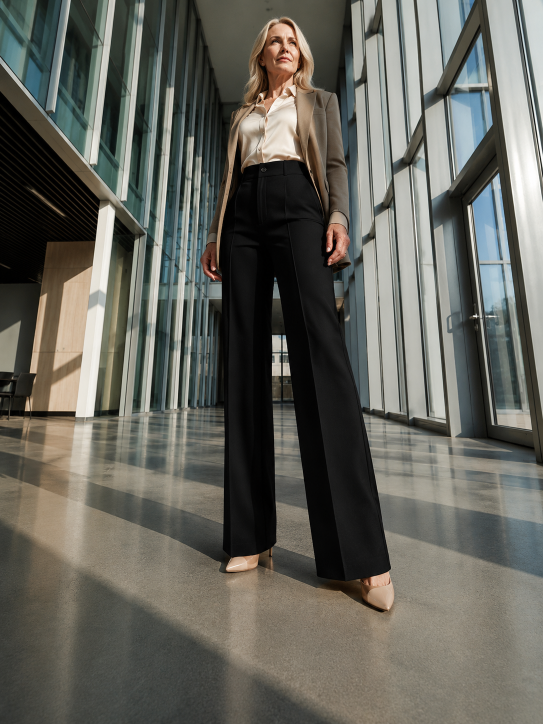 Pantalón de cintura alta con diseño refinado