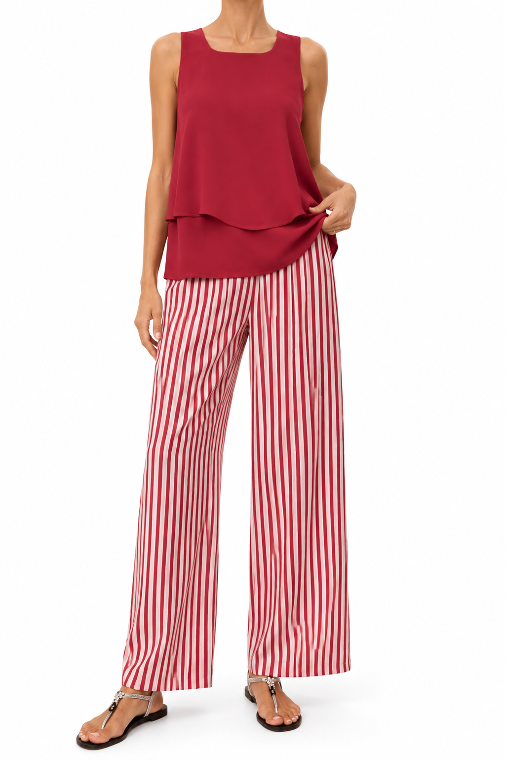 Conjunto burdeos riviera a rayas