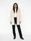 Cloud Faux Fur Hooded Coat with Cable-Knit Texture