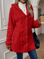 Cloud Faux Fur Hooded Coat with Cable-Knit Texture
