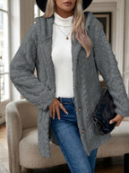 Cloud Faux Fur Hooded Coat with Cable-Knit Texture