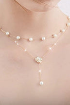 Elegant Temperament Camellia Double-Layer Pearl Necklace