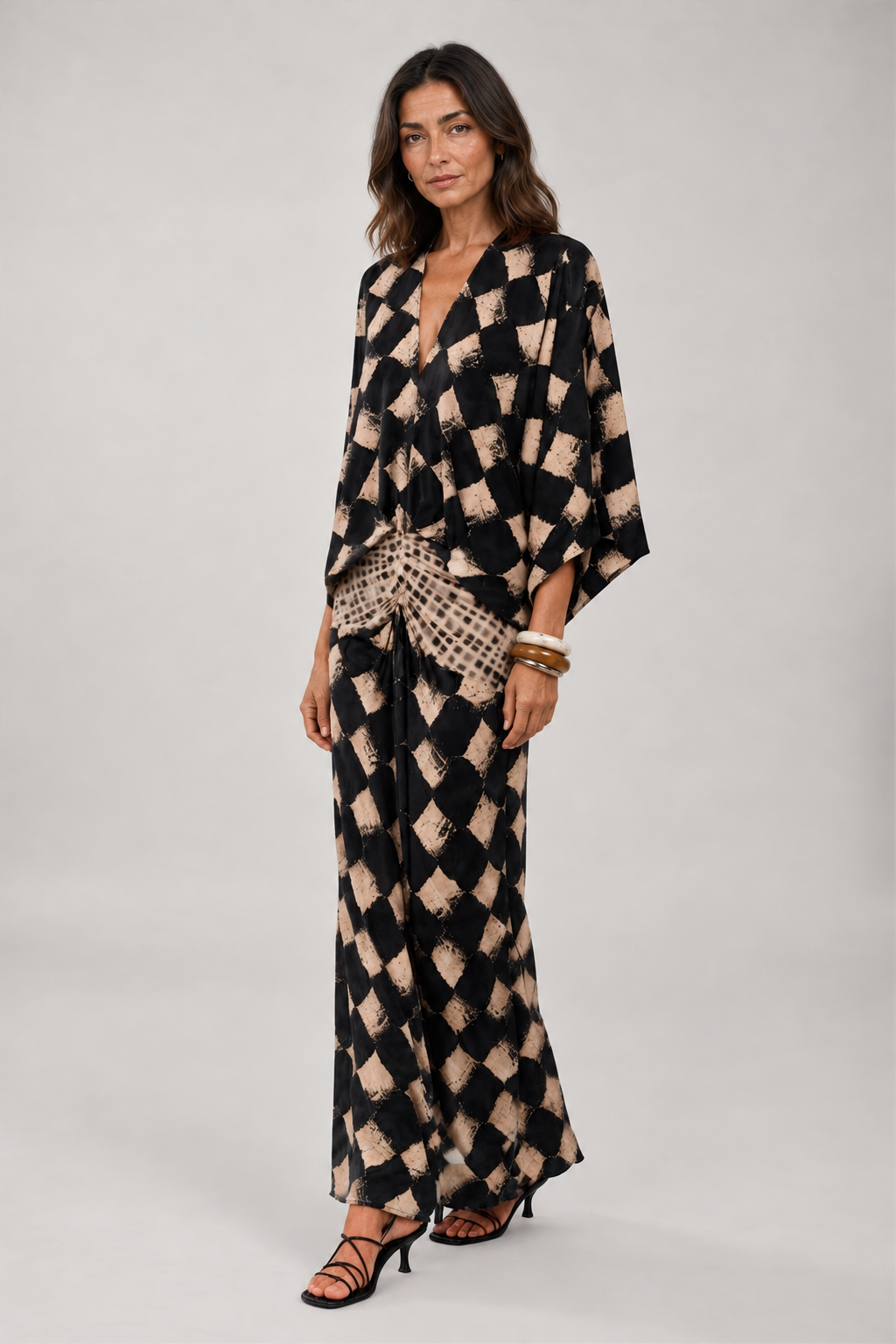 MARINA VESTIDO NEGRO MAXI DE ESTAMPADO MOSAICO