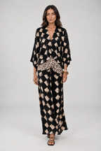 MARINA VESTIDO NEGRO MAXI DE ESTAMPADO MOSAICO