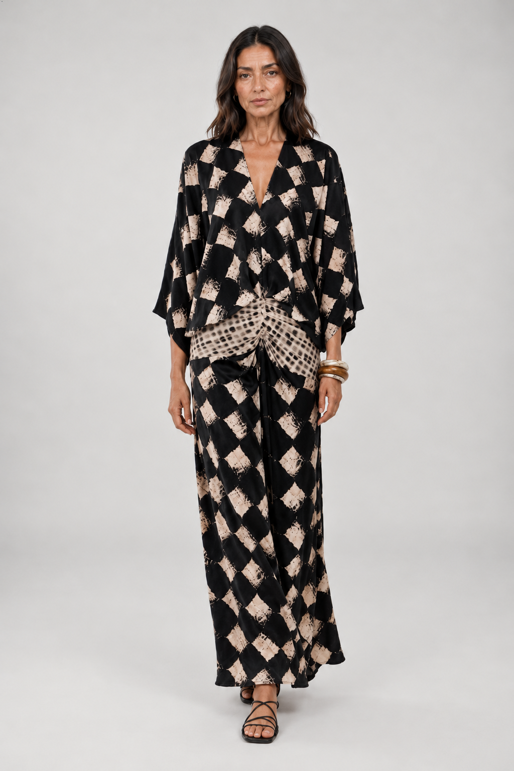 MARINA VESTIDO NEGRO MAXI DE ESTAMPADO MOSAICO