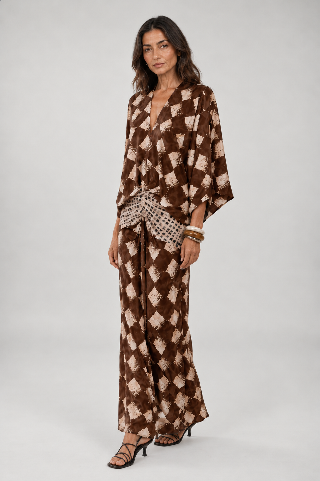 SIENA VESTIDO CAFÉ MAXI DE ESTAMPADO MOSAICO