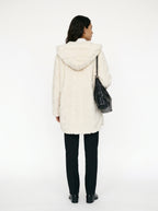 Cloud Faux Fur Hooded Coat with Cable-Knit Texture