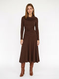Florence Chocolate Brown Cowl Neck Long Sleeve Midi Dress