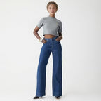 Jeans de tiro alto y corte ancho que estilizan la figura