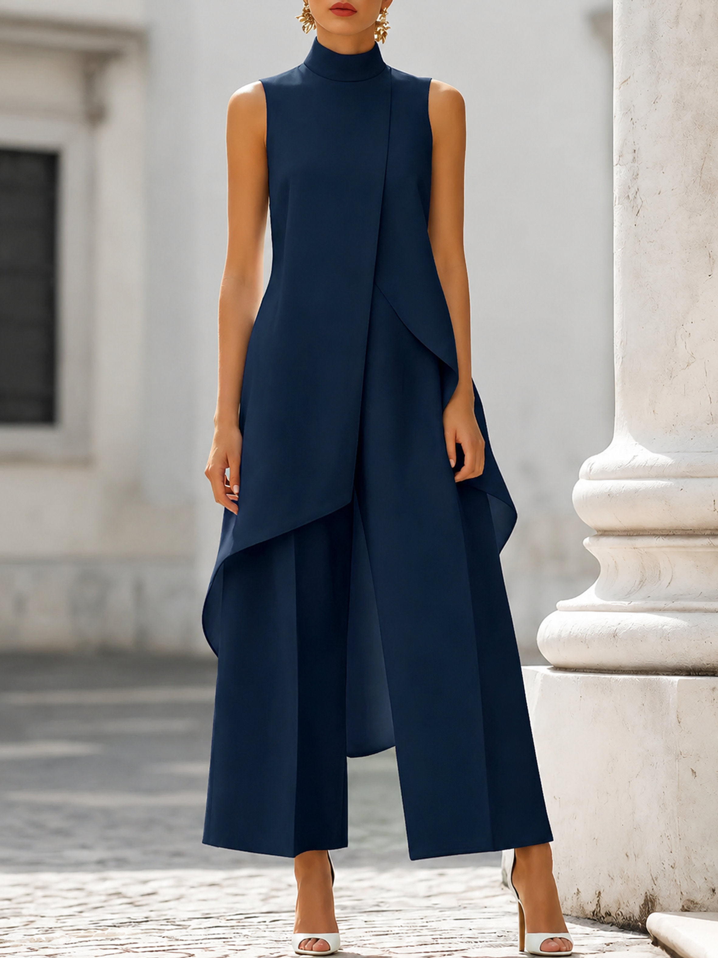 Elegantly cut long jumpsuit for women