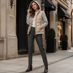 NORA CHALECO ACOLCHADO CON MANGAS DE SUDADERA Y CAPUCHA