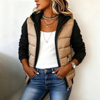 NORA CHALECO ACOLCHADO CON MANGAS DE SUDADERA Y CAPUCHA